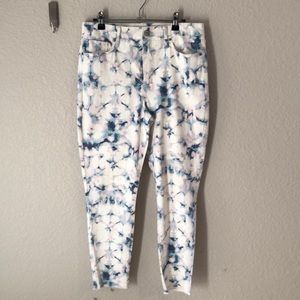 Vintage America White Blue Pink jeans Size 10 / 30 High Rise Skinny